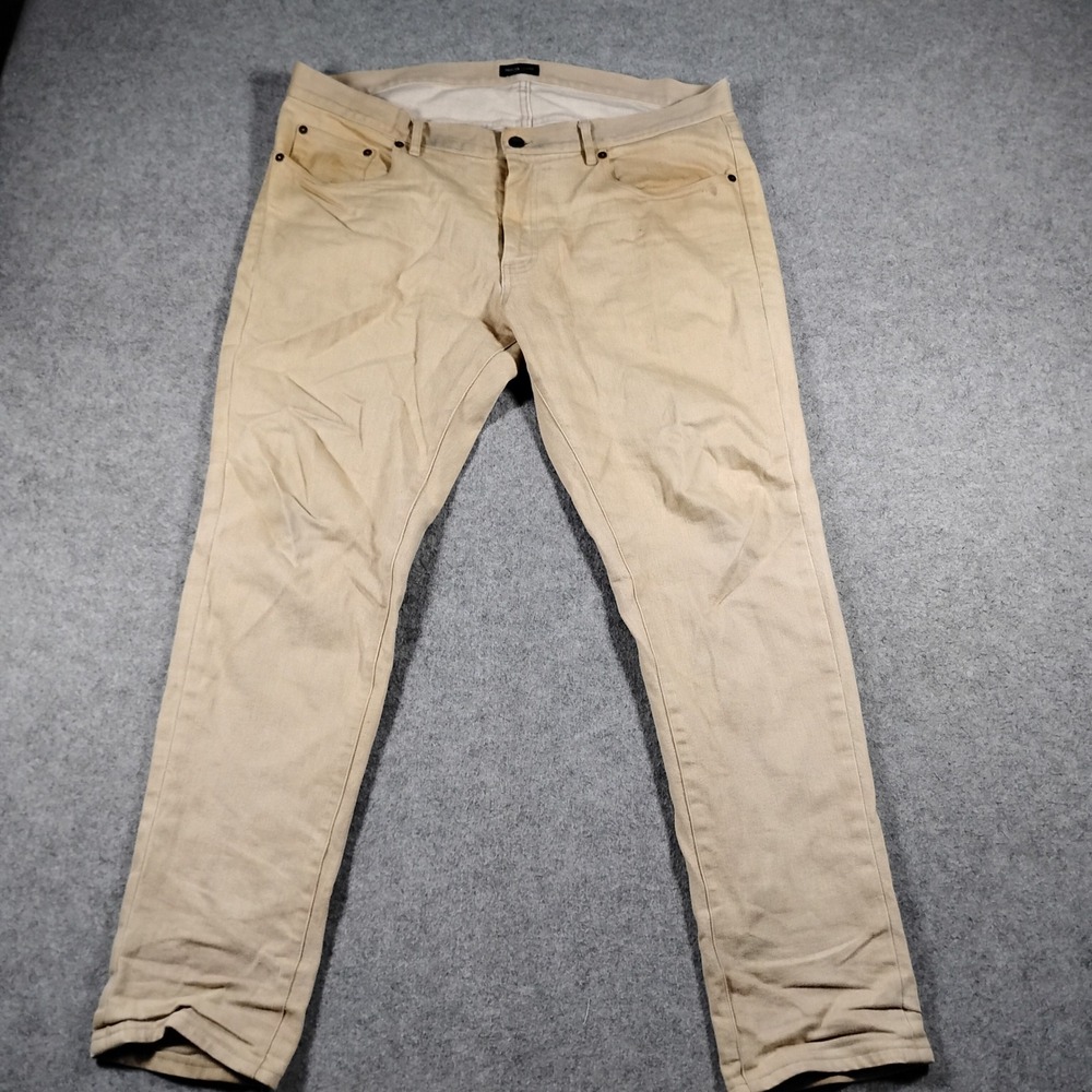 Proper Cloth Men's Khaki Japanese Delave Stretch Denim Slim Jeans Size 38